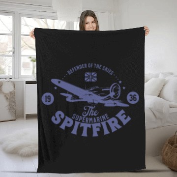 Discover Spitfire - Defender of The Skies | WW2 Plane Fleece Blankets