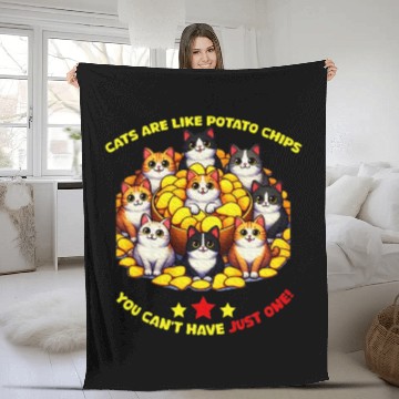 Discover cats are like potato chips Cat Lover Fleece Blankets