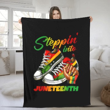 Discover stepping into juneteenth Afro Woman Black Girl Fleece Blankets