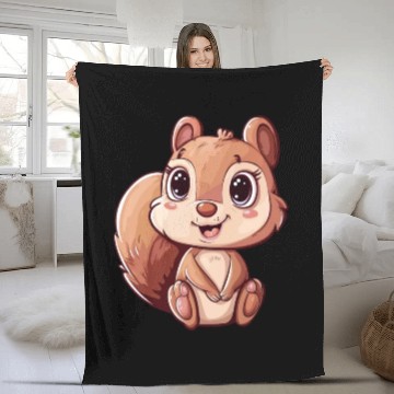 Discover Adorable Squirrel With Big Eyes Fleece Blankets