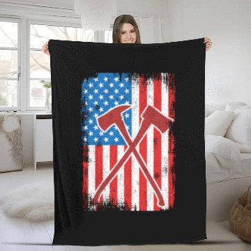 Discover 4th Of July US Firefighter Fleece Blankets