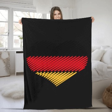 Discover Heart - Black Red Gold (Germany / Flag / Scribble) Fleece Blankets
