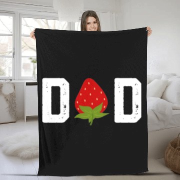 Discover Strawberry Dad Fruit Lover Fruitarian Father's Day Fleece Blankets