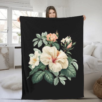 Discover Watercolor Tropical Flowers Clipart, Tropical Fleece Blankets