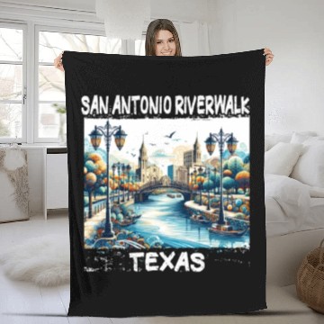 Discover San Antonio Riverwalk Fleece Blankets
