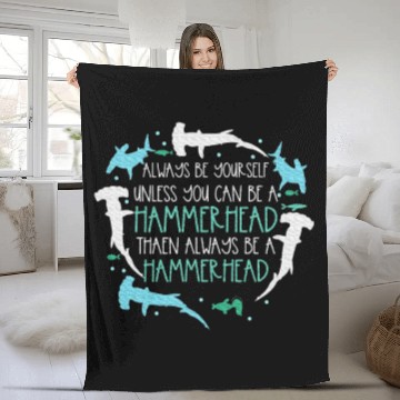 Discover Hammerhead Underwater Ocean Hammerhead Shark Lover Fleece Blankets