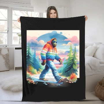 Discover Bฺigfoot Wilderness Wanderer: Retro Ramble Fleece Blankets