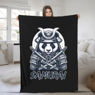 Discover Warrior Panda: Embrace the Spirit of the Samurai Fleece Blankets