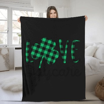 Discover St Patricks Day Daycare Teacher Plaid Shamrock Fleece Blankets