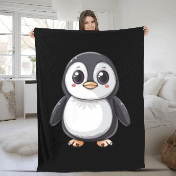 Discover Adorable Penguin Character Embraces Your Style Fleece Blankets