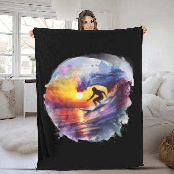 Discover Watercolor Sunset Surfing Clipart | Surfboard, Fleece Blankets