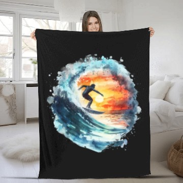 Discover Watercolor Sunset Surfing Clipart | Surfboard, Fleece Blankets