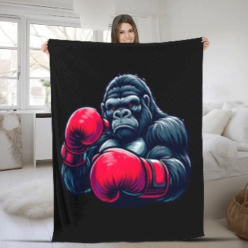 Discover Wild Gorilla Boxing Gloves Graphic Animal Lover Fleece Blankets