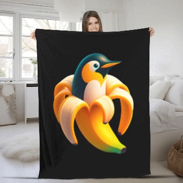 Discover Banana Penguin Funny Anthropomorphic fruit Animals Fleece Blankets