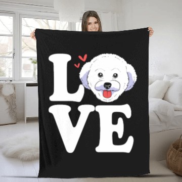 Discover Cute Dog Face I Love My Bichon Frise Fleece Blankets