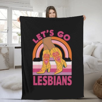 Discover Let's Go Lesbians LGBTQ Pride Month Cowgirl Fleece Blankets