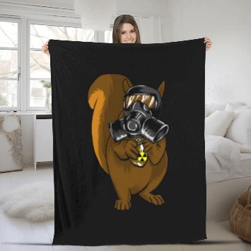 Discover Squirrel With Gas Mask Acorn Nuclear Icon Chipmunk Fleece Blankets