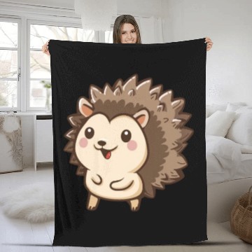 Discover Adorable Smiling Hedgehog Graphic Fleece Blankets