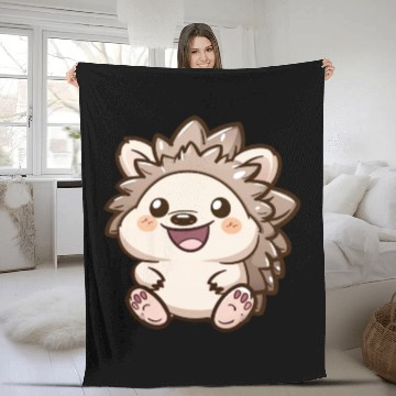 Discover Adorable Smiling Hedgehog Cartoon Fleece Blankets