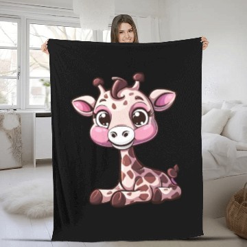 Discover Adorable Baby Giraffe Character For You Fleece Blankets