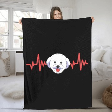 Discover Dog Face Dog Heartbeat Bichon Frise Lovers Fleece Blankets