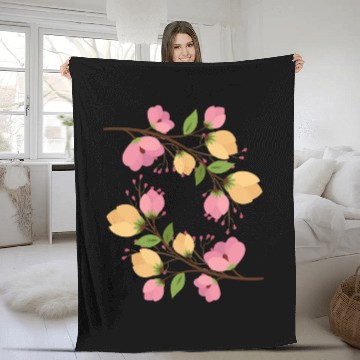Discover Flowers rose and yellow Fleece Blankets