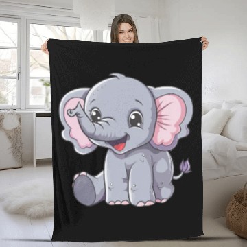 Discover Adorable Baby Elephant Joyful Smile Fleece Blankets