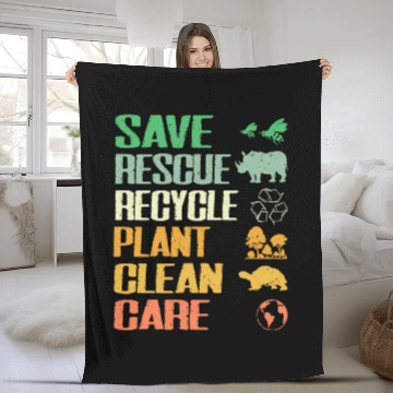 Discover Save Planet Rescue Animals Recycle Plastic Earth Fleece Blankets