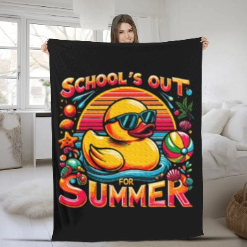 Discover Schools Out For Summer Teacher Yellow Duck Fleece Blankets