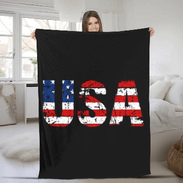 Discover USA Patriotic American Flag Fleece Blankets