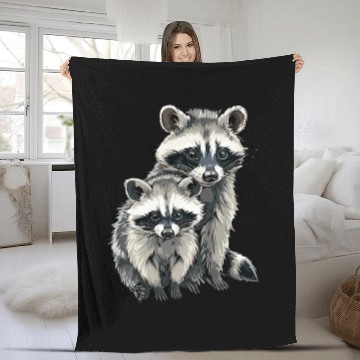 Discover Opossum and raccoon Fleece Blankets
