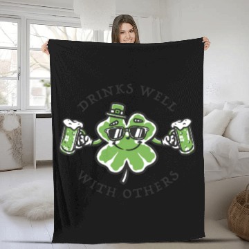 Discover Drinks Well Funnyin St. Pattys Day Drinking Fleece Blankets