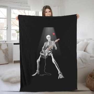 Discover Skeleton Strumming Guitar Rocker Fleece Blankets