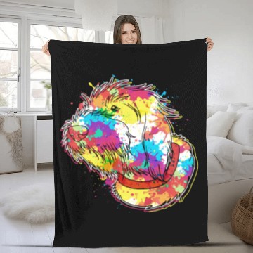 Discover Splash Color Wirehaired Pointing Griffon Dog Face Fleece Blankets