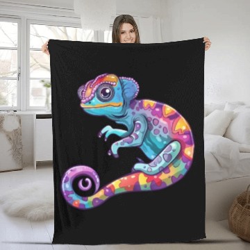 Discover Colorful Chameleon Fantasy Creature Fleece Blankets