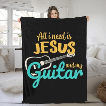 Discover All I Need Is Jesus And My Guitar Jesus Christian Fleece Blankets