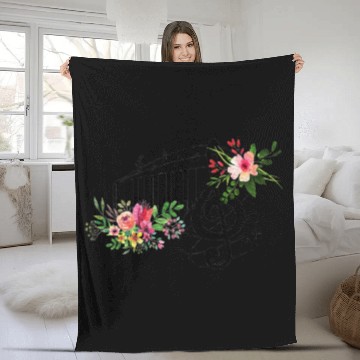 Discover cut music teacher with a Piano Keys and Flowers Fleece Blankets
