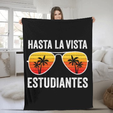 Discover Spanish Teacher Last Day of School Graduation Fleece Blankets