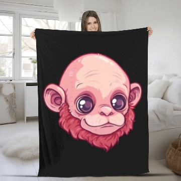 Discover Adorable Uakari Monkey with Big Eyes Fleece Blankets