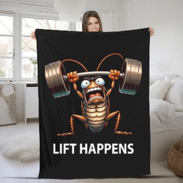 Discover Cockroach Weightlifting Barbell Workout Lift Fleece Blankets