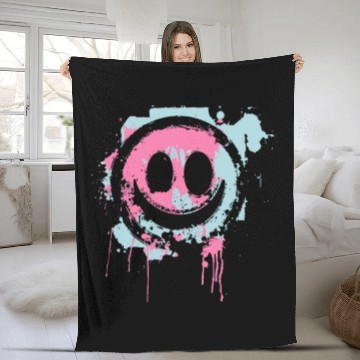 Discover Graffiti Smiley Face - Urban Street Art Fleece Blankets