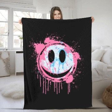Discover Graffiti Smiley Face - Urban Street Art Fleece Blankets