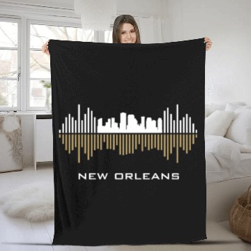 Discover New Orleans City Sound Waves Fleece Blankets
