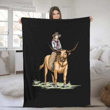 Discover WILD WEST COW GIRL Fleece Blankets