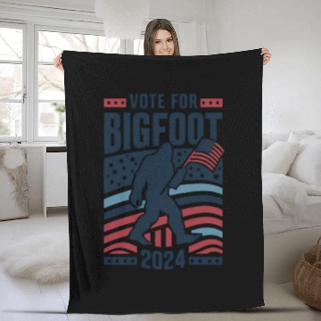 Discover Vote For Bigfoot 2024 Funny Sasquatch Election Fleece Blankets