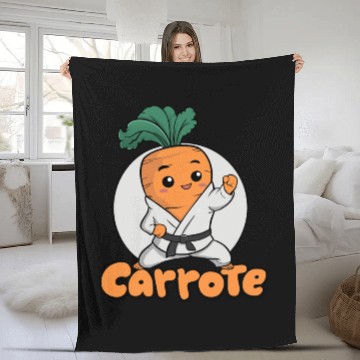 Discover Cute Karate Carrot Design Fleece Blankets