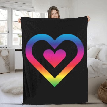 Discover Rainbow Heart Homosexuality LGBT Love Fleece Blankets