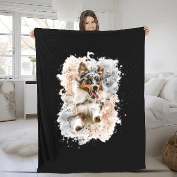 Discover Australian Shepherd dog have fun Fleece Blankets