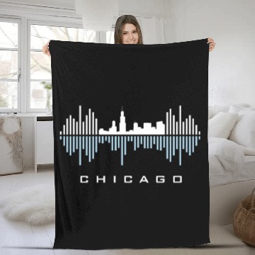 Discover Chicago City Sound Waves Fleece Blankets