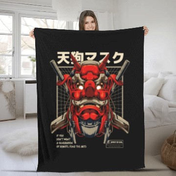 Discover Tengu Mecha Japanese Devil Tattoo Fleece Blankets